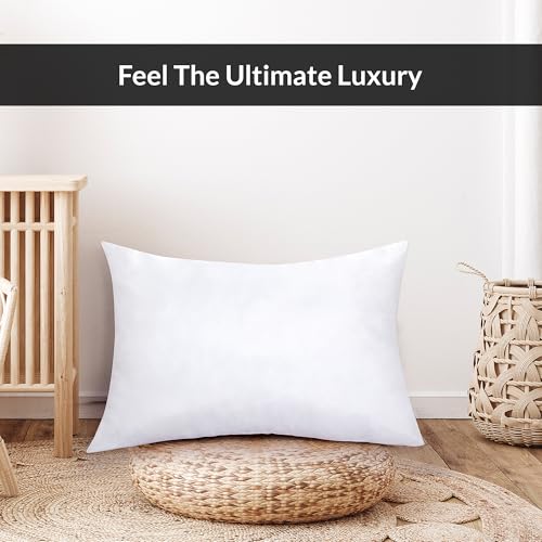 ROYALE LINENS 12 x 20 Pillow Insert - Down Alternative Throw Pillows Insert - Rectangle Pillow Pack of 1 White - Bed & Couch Pillows - Inner Cushion for Bed, Cushion for Living Room - Shams Stuffer