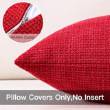 Artscope Outdoor Waterproof Throw Pillow Covers 16x16 Inch Decorative Linen Outdoor Pillows Cushion Case for Patio Couch Sofa - Red
