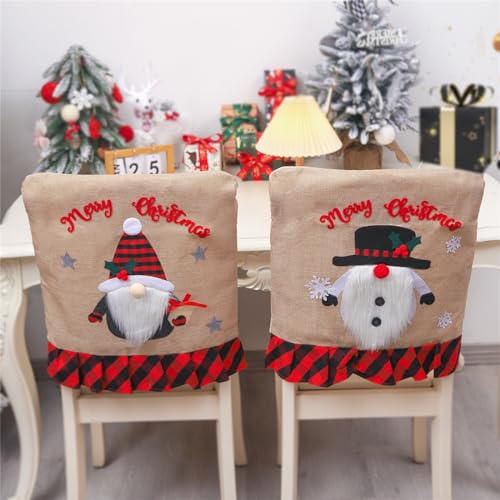 Festive Christmas Chair Back Adorable Cartoon Santa Chair Back Decor ForXmas Kitchen Dining Slipcovers