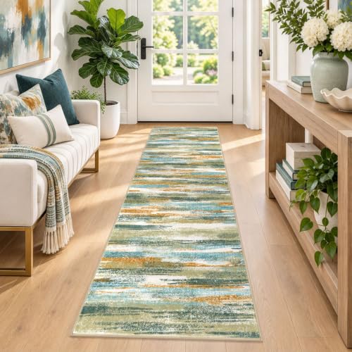 Abstract Washable 2x6 Runner Rug Non Slip Runners for Hallway