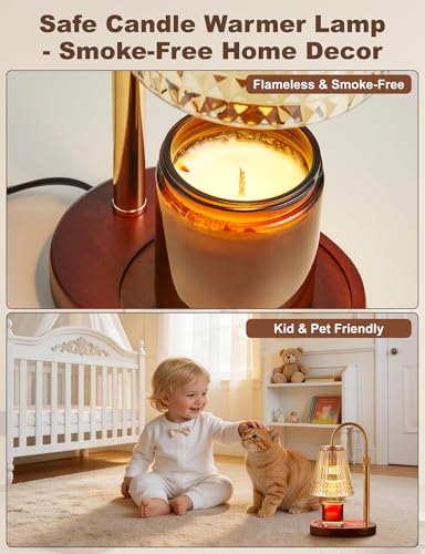 Candle Warmer Lamp for Jar Candles, Dimmable Wax Warmer with Timer & Adjustable Height, Flameless Scented Candle Heater, Birthday Gifts for Mom Women, Housewarming New Home Decor (2 Pack)