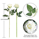 Hawesome 12PCS Artificial Silk Flowers Realistic Roses Bouquet Long Stem for Home Wedding Decoration Party (White, 6 Flowers 6 Buds)