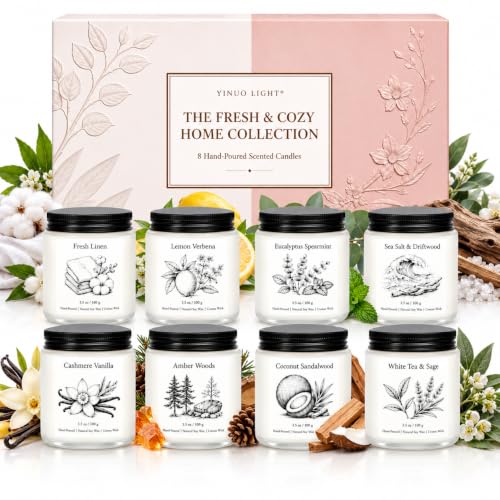 Scented Candles Gift Set for Women, 8-Piece Soy Candles in Frosted Glass