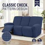TAOCOCO Recliner Loveseat Cover with Middle Console & Recliner Sofa Covers for 3 Seat, Navy Blue
