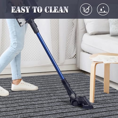 ANTPOP 2FT x 6FT Non Slip Runner Rug - Waterproof Washable Outdoor Runner Rug for Hallway, Patio, Laundry Room, Custom Length Carpet Runner for RV, Entryway, Indoor Outdoor, Stripe Gray