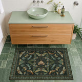 Hazo Haus 2x3 Entry Way Rugs Indoor - Dark Green Small Throw Rug for Kitchen, Bathroom, Insect Boho Design, Washable Non Slip Stain Resistant