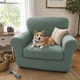XINEAGE New 2 Pieces Chair Covers with Arms Super Stretch Chair Slipcover for Living Room Pet Dog Universal Slip Cover Anti Slip Armchair Furniture Protector (Pea Green), 31"-46"(1 Cushion)