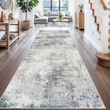 3x10 Runner Rug Hallway Washable: Abstract Rugs for Entryway Blue Grey