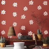 BBTO 6 Sheets Daisy Wall Decal Flower Removable Cute Daisy Bedroom Decor Flower Vinyl Wall Decals Stickers Floral Wallpaper Peel and Stick Nursery Art Bedroom Living Room(Simple Style,White)