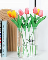 Book-Shaped Vase for Flowers, Book Lovers Gifts, Aesthetic Room Decor Cute Flowers Vases & Must-Have for Home, Bookshelf, Bedroom & Office Decor for Women & Teacher Gift - Like Mothers Day (Clear)