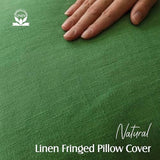 Foindtower Decorative Linen Fringe Throw Pillow Covers 22×22 Forest Green