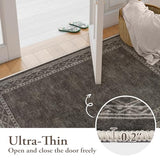 Lahome Modern Bordered Machine Washable Rug, Ultra-Thin Soft 3x5 Rugs for Entryway Bedroom, Non-Slip Stain Resistant Small Carpet for Laundry Entry（3'x 5',Brown