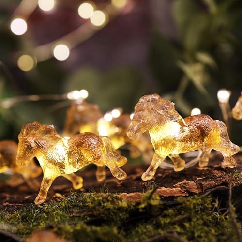 Pony String Lights 20 LED 7FT Horse Fairy Lights Battery Operated with Remote, Cute 3D Pony Decor for Girls Bedroom, Nursery Night Light, Western Farm Gift Decoration