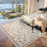 jinchan 6x9 Floral Vintage Washable Large Area Rug, Orange