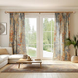 QDWIS Wood Curtain Rods for Windows 48 to 84 Inch,1'' Diameter Drapery Rods with Imitation Wood Grain Leaf Pattern Finials,Boho Adjustable Heavy Duty Curtain Rods Set,36-88'',Color:Natural Wood