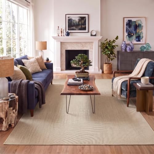 GarveeHome Easy Jute Rug 8x10 Washable Non Slip Solid Jute Living Room Rugs