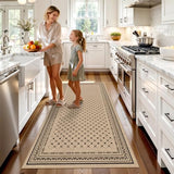 Washable 3x6 Runner Rug Kitchen: Non Slip Faux Jute Lattice Diamond Pattern