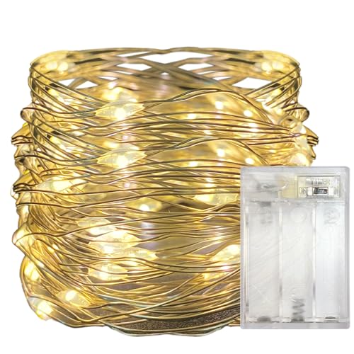 with Timer Function Battery Operated Dewdrop Led Lights,Mini Fairy Lights for Home Parties Christmas/Halloween Holiday Decoration,6 Hours on/18 Hours Off,30 LEDs,10 Feet (Warm White, 1)