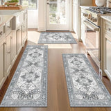 Washable Kitchen Runner Rugs Set of 3 with Non Slip Rubber Backing