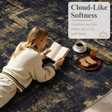Sasttie 2x8 Runner Rug, Modern Abstract Hallway Carpet, Black & Gold