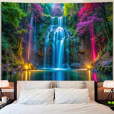 Miytal Blacklight Waterfall Tapestry - UV Reactive Glow in the Dark Neon Forest Wall Hanging, Vibrant Nature Landscape Wonderland for Bedroom, Living Room Decor - 51.2" x 59.1"