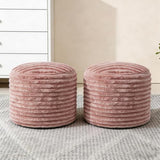 2 Pcs 26 x 18 Inch Unstuffed Pouf Cover Ottoman Foot Rest - No Filler, Faux Rabbit Fur Foot Stool Floor Bean Bag Floor Chair Storage for Home Decor Bedroom Living Room (Pink)