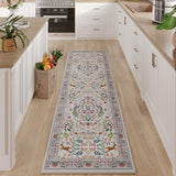 Rugcomf Runner Rug 2'7"x8' Floral Washable Non Slip, Colorful