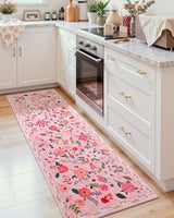 Floral Area Rug for Hallway, Washable 2.5x8 Pink Runner Rugs