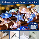Impress Life Ocean Decor String Lights, Beach Decor Starfish Seahorse Sand Dollars Nautical Decorative Lights Battery & USB Plug In with Remote 10 ft 30 LEDs for Covered Outdoor Bedroom Birthday Party