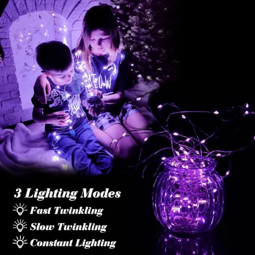 ZGWJ 12 Pack Fairy Lights Battery Operated, Purple Mini String Lights 7ft 20 LED Waterproof for DIY, Parties, Wedding, Bedroom, Christmas Decoration