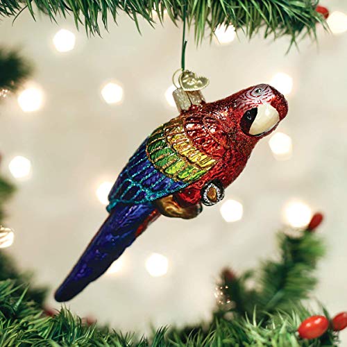 Old World Christmas Tropical Parrot Glass Blown Ornament for Christmas Tree, Handcrafted Holiday Decoration, Parrot Collection