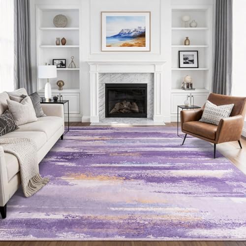 Washable 6x9 Area Rugs for Living Room: Large Modern Abstract Rugs