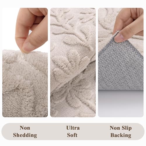 Vaukki 5x7 Area Rug for Living Room, Soft Fluffy Washable Modern Floral Indoor Floor Mat, Non Slip Shaggy Boho Accent Throw Carpet for Bedroom, Living Room, Nursery and Dining Room, Beige