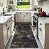 Sasttie 2x6 Runner Rug, Modern Abstract Hallway Carpet, Black & Gold