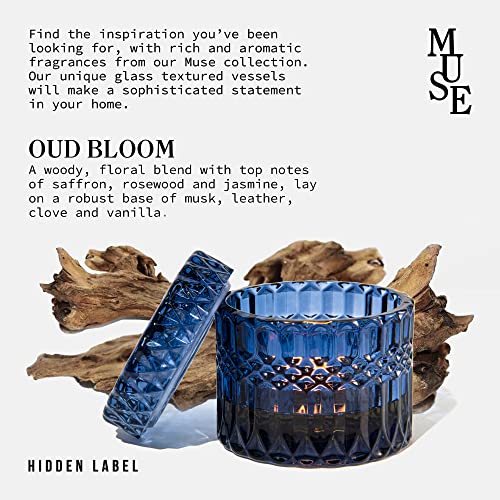 Hidden Label Oud Bloom Candle, 7.4oz Crackling Wood Wick, 55H Aromatherapy