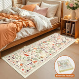 nesrt Cute Runner Rugs for Hallway 2x6ft, Non Slip Fantasy Kitchen Rug Washable, Soft Thin Jungle Fox Bedside Runners, Cute Woodland Accent Floor Carpet for Bedroom Hall Bathroom Laundry (Beige)