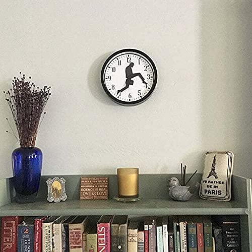 Ministry of Silly Walk Wall Clock with Cover - Creative Wall Clock Artwork, Precise Sweep Seconds Silent Clock No-Ticking for Bedroom,Office & Library Wall Decorations (Black)