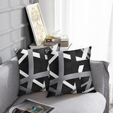 Emvency Set of 2 Throw Pillow Cover Gray Black Stripes Design Retro Decorative Pillow Case Striped Home Decor Square 18x18 Inch Cushion Pillowcase