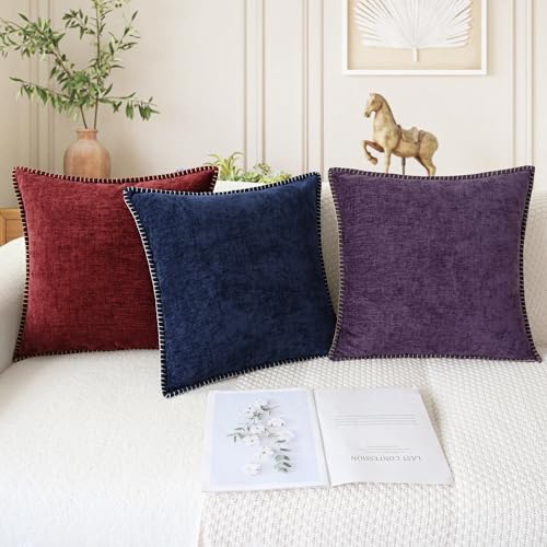 CaliTime Decorative Couch Throw Pillow Covers 16 X 16 Inches Burgundy