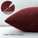 Artscope Outdoor Waterproof Throw Pillow Covers 16x24 Inch Decorative Linen Outdoor Pillows Cushion Case for Patio Couch Sofa - Wine Red