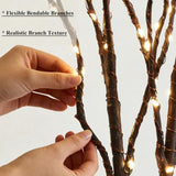 Hairui Lighted Brown Branches Battery Operated with Timer 32IN 100 LED Fairy Lights, Willow Branch Lights for Home Bedroom Fireplace Christmas Holiday Decoration Indoor Outdoor Use (Vase Excluded)