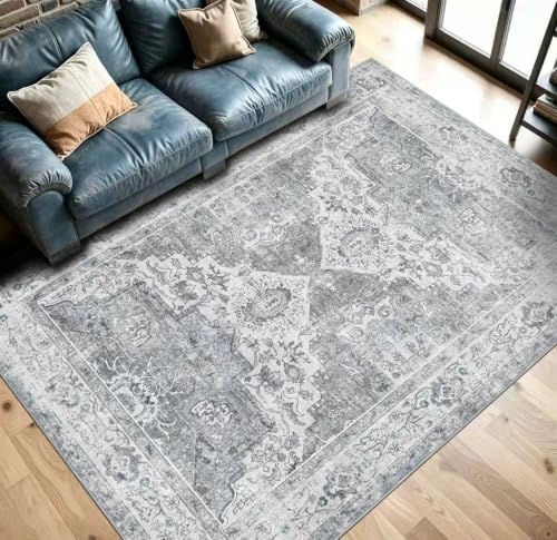 5x8 Area Rugs, Washable Non-Slip Low Pile Rugs for Living Room