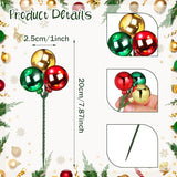 Syhood 12 Set 7.9 Inch Christmas Ball Picks and Sprays Shatterproof Xmas Red Green Gold Ball Ornaments on Wired Picks for Christmas Tree Vase Wreath Stairs Garland Decoration Supplies