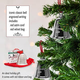 Bevin Bells “It’s a Wonderful Life” Silver-Plated Christmas Tree Ornament | Official Movie Bell Keepsake | Red Ribbon & Velvet Gift Bag Decoration, Christmas Decoration, Wedding Gifts