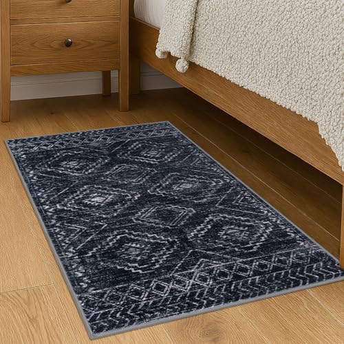 Entryway Rug 2x3 Washable Rug Door Mat Indoor, Blue-Black