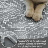 jinchan 8x10 Moroccan Geometric Washable Living Room Area Rug, Dark Grey
