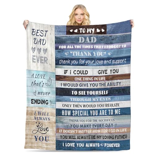 Gift for Dad from Daughter Son, Dear Dad Blanket for Father's Day, Throw Blankets Anniversary Birthday Super Soft Flannel Throw Blankets for Christmas Valentines Thanksgiving for Bed Sofa(50''x60'')