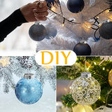 12Pcs 60mm Clear Plastic Christmas Ball Ornaments 2.36'' Round Clear Plastic Fillable Bulb DIY Craft Ornaments Shatterproof Xmas Tree Hanging Balls for Holiday, Wedding, Birthday, Christmas Wreath