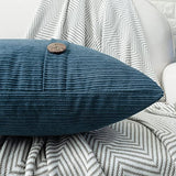 HWY 50 Blue Chenille Throw Pillow Covers 22x22 Inch Buttons Pack of 2