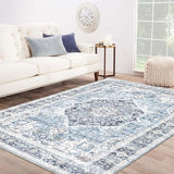 Area Rug 8×10, Large Vintage Boho Rug,Ultra-Soft Low Pile, Washable, Non Slip,Stain Resistant, Printed Carpet for Living Room Bedrooms Playroom Office Kitchen, Light Blue